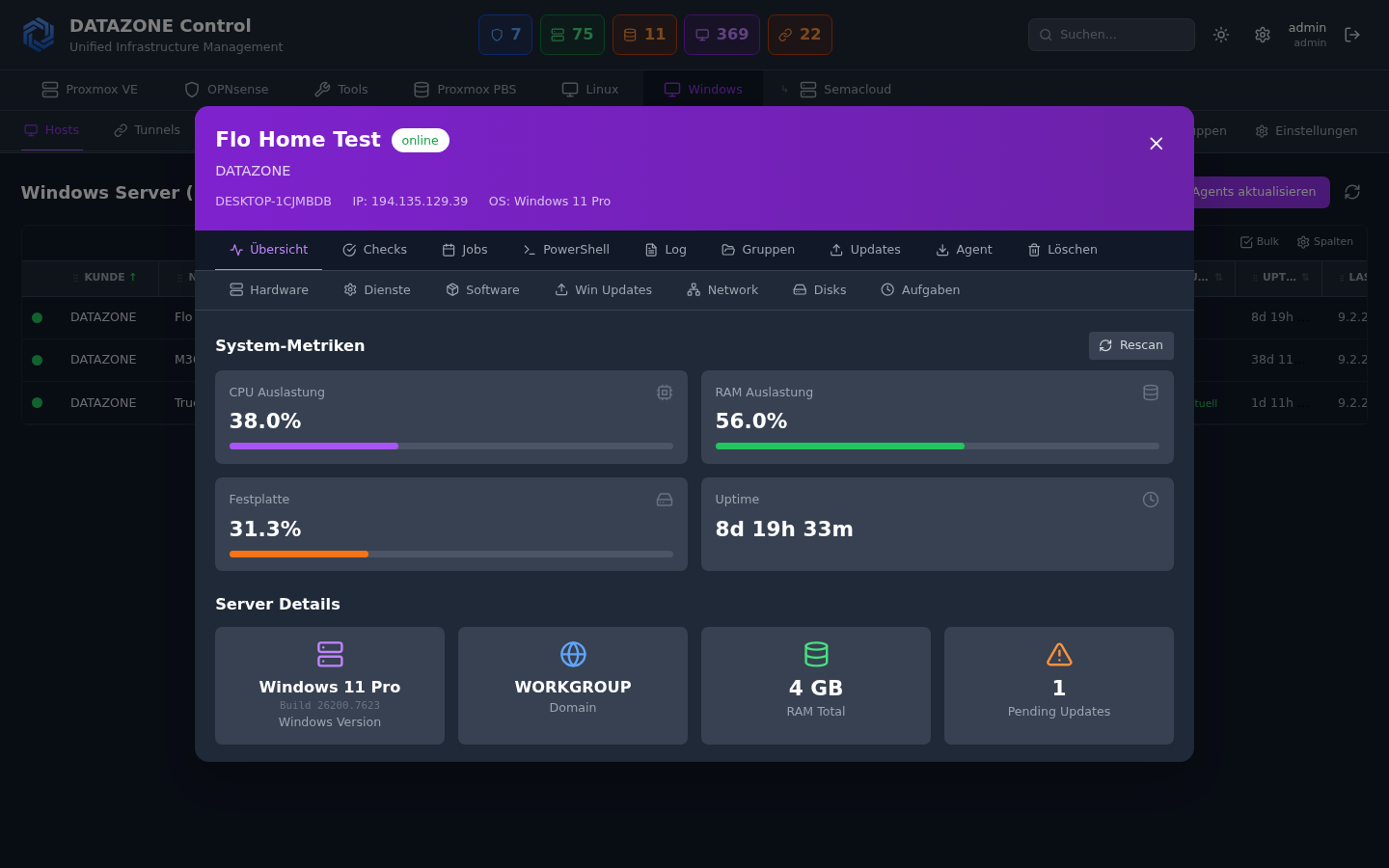 DATAZONE Control Dashboard – Windows Server verwalten mit Patch-Policies, Winget und Dienste-Übersicht als WSUS-Alternative